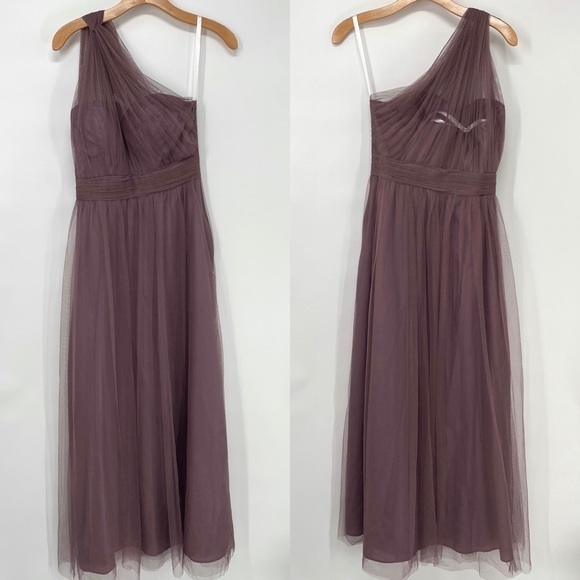Revelry Dresses & Skirts - SOLDRevelry Muted Dark Purple Bella Tulle One Shoulder Bridesmaid Dress